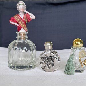 Vintage Miniature Perfume Bottles Marie Antoinette and Flowers Bouquet set of 3